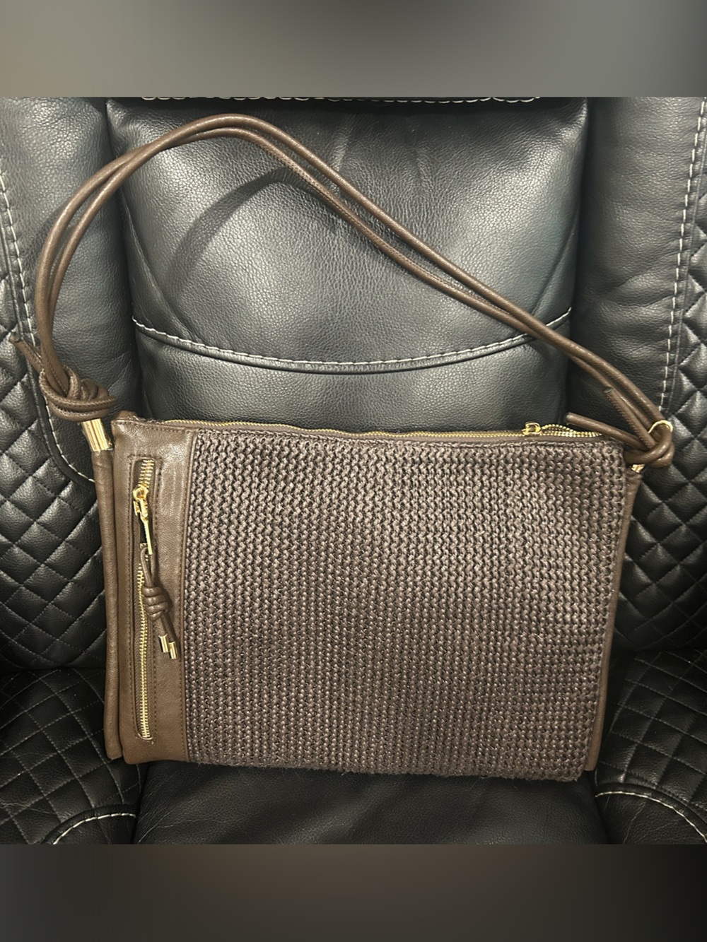 Dolce Vita Brown Woven Shoulder Bag
